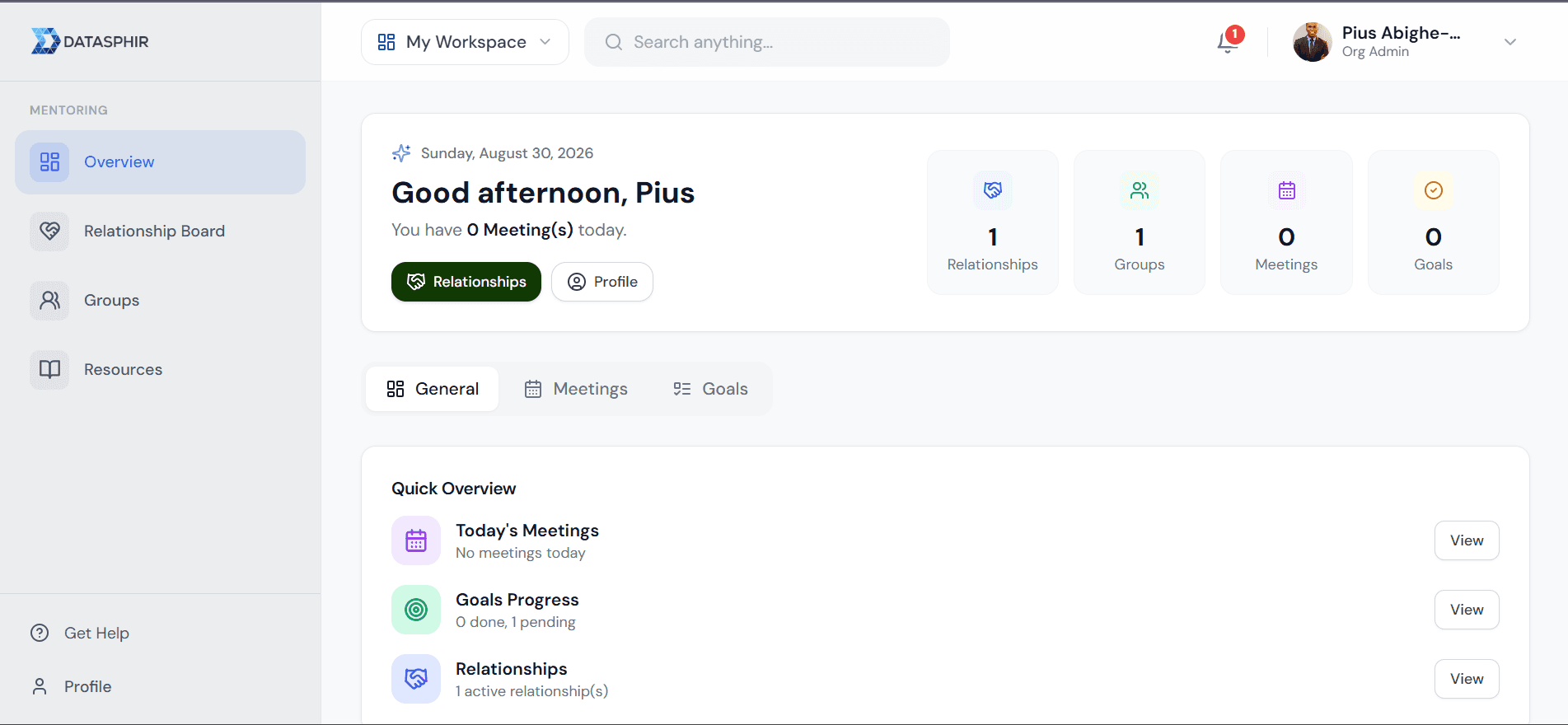 Workspace Dashboard